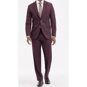 Nautica Modern Fit Active Stretch Suit In Burgundy Size 44S Waist 38